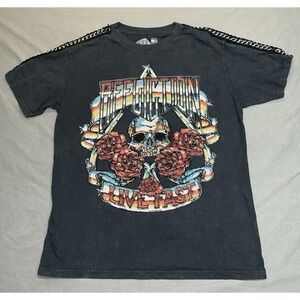Affliction American Customs Hollow Festival Bling Black T Shirt M Womens